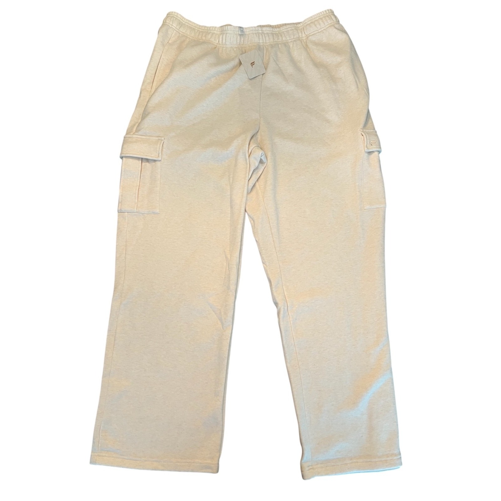 Nwt Fabletics Cozy Fleece Wide Leg Cargo Sweatpant Womens Xxl 1x Oatmeal Heather